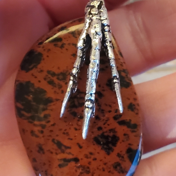 New Mahogany Obsidian 925 Silver Claw Foot Pendant. - Picture 4 of 16